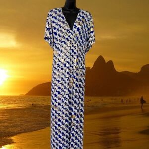 India Boutique Maxi Wizard Dress Golden and Royal Blue One Size